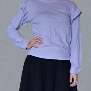 Cat & Jack; Lavender Long-Sleeve Ruffle Top; Kids XL (14)